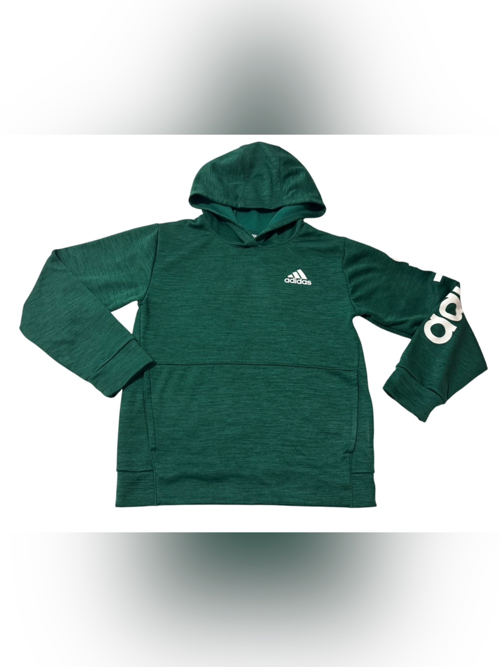 adidas kids Forest Green Heather Hoodie Size:M 10/12)
